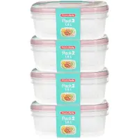 PlasticForte Vershoudbakjes - 8x stuks - 1.5 liter - herbruikbaar - transparant/roze - kunststof - magnetron - vriezer