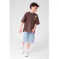 Shoeby T-shirt bruin Jongens Katoen Ronde hals Printopdruk - maat 134/140