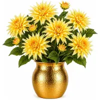 Mica Decorations Kunstbloem Dahlia Artistic - 8x - H74 cm - geel - kunststof - stelen kunstbloemen - boeket - bloemetjes