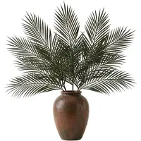 Mica Decorations Kunstblad - 5x - groene Areca/goudpalm - kunsttak - kunstplant 95 cm