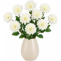 Mica Decorations Kunstbloem Dahlia Floristic - 10x - H75 cm - wit - kunststof - stelen kunstbloemen - boeket - bloemetjes