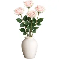 Mica Decorations Kunstbloem Roos Valentine - 4x - H59 cm - lichtroze - kunststof - stelen kunstbloemen - boeket - rozen bloemetjes - Valentijnsdag
