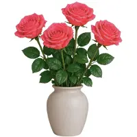 Mica Decorations Kunstbloem Roos Valentine - 4x - H59 cm - roze - kunststof - stelen kunstbloemen - boeket - rozen bloemetjes - Valentijnsdag
