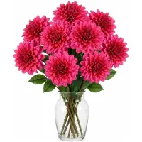 Mica Decorations Kunstbloem Dahlia Floristic - 10x - H75 cm - roze - kunststof - stelen kunstbloemen - boeket - bloemetjes