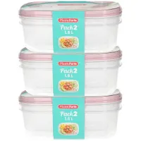 PlasticForte Vershoudbakjes - 6x stuks - 1.5 liter - herbruikbaar - transparant/roze - kunststof - magnetron - vriezer