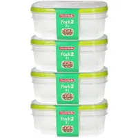 PlasticForte Vershoudbakjes - 8x stuks - 2 liter - herbruikbaar - transparant/lime - kunststof- magnetron - vriezer