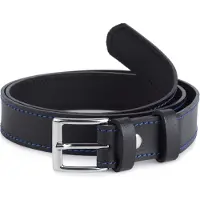 Ladeheid Kinderriem – Riem - Jongens - Broekriem - Verstelbaar - Leer – Zwart/Blauw – 55 cm LA-EL-KIDS