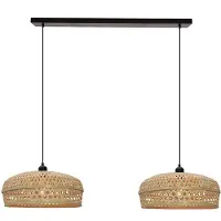 Olucia - JENNIFER - Hanglamp - Bruin / Zwart - 2L - Vorm: Rechthoek