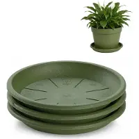 PlasticForte plantenpot onder schotel / water opvang schaal - 3x - groen - Dia 20 cm - Kunststof - voor pot met Dia 25/30 cm