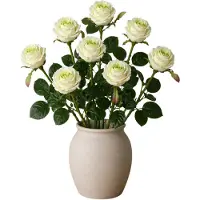 Mica Decorations Kunstbloemen roos Passion - 5x - creme wit - 47 cm - steelbloemen - boeket - sfeer - decoratie
