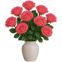 Mica Decorations Kunstbloem Roos Valentine - 8x - H59 cm - roze - kunststof - stelen kunstbloemen - boeket - rozen bloemetjes - Valentijnsdag
