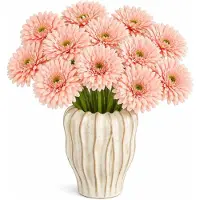 Mica Decorations Kunstbloem Gerbera Floral - 12x - H60 cm - roze - kunststof - stelen kunstbloemen - boeket - rozen bloemetjes