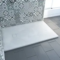 Aurlane Receveur a poser en materiaux composite SMC - Finition ardoise blanc mat - 90x140 cm