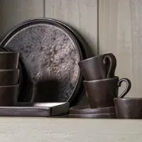 Costa Nova - servies - theekop en schotel Lagoa creme - aardewerk - set van 6 - H 7,5 cm