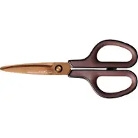 Plus Japan FitCut Curve PREMIUM schaar, 17,5 cm, titanium bladen, bruin, op blister