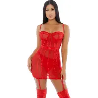 Forplay Sheer Intimacy - Mesh Bustier Set red S