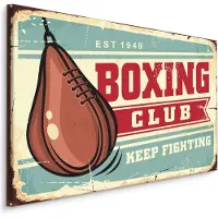 Karo-art Schilderij - Boxing Club, Keep Fighting, Premium Print op Canvas