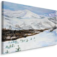 Karo-art Schilderij - Berglandschap met Sneeuw, Premium Print op canvas