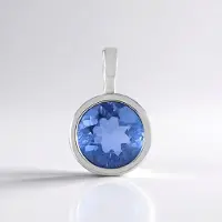 Cavill - Zilveren Hanger - 925 Sterling Zilver Geplatineerd - 2 1 ct Kleurwissel Fluoriet Rond - Elegante Bezel-Zetting - 8 mm - Unieke Kleuren