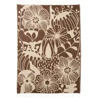 Klippan Yllefabrik Blomranka wollen plaid Bruin-beige, 130x200 cm