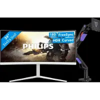 Philips Evnia 34M2C5501A/00 Curved + Vortech Monitorarm met