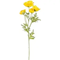 Mica Decorations Kunstbloem Klaproos Poppy - H62 cm - geel - kunststof - stelen kunstbloemen - boeket - geeln bloemetjes