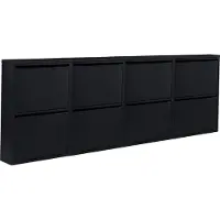 NATURN LIVING Metalen schoenenkast 8 - deurs - set van 4 | 222 x 17 x 75 cm | Functionele en compacte schoenenkast voor het stijlvol opbergen van jouw schoenen verzameling | Schoenenrek | Mat zwart