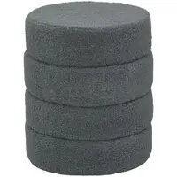 MODFU Poef Ø40x45 cm van polyester, gestoffeerd teddyfleece, donkergrijs