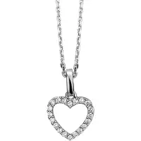 The Jewelry Collection Ketting Hart 1.3 mm 41 + 4 cm - Zilver Gerhodineerd