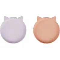 Liewood Olivia Siliconen Bord 2-Pack - Cat Light Lavender Rose Mix