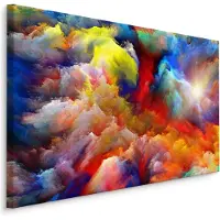 Karo-art Schilderij - Abstracte multi-gekleurde rook (print op canvas) wanddecoratie