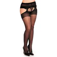 Glamory Plaisir Ouvert - Open panty - 20 den - maat 4XL - zwart