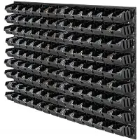 Kadax Werkplaatswandrek, 116 x 78 cm, opbergsysteem van robuust kunststof, uv-bestendig, uittrekbare wandplaten, garagerek, zwart, 140 stuks