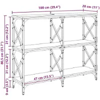 vidaXL Wandtafel Zwart Eiken 100 x 28 x 80,5 cm Bewerkt hout