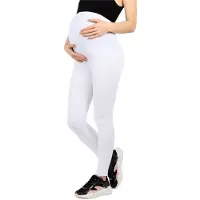 Be Mammy BE-BE20-283-LE Dames Zwangerschapsleggings - Lang - Katoen - Elasthan - Yogabroek - Wit - 4XL