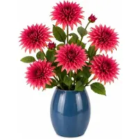 Mica Decorations Kunstbloem Dahlia Artistic - 6x - H74 cm - roze - kunststof - stelen kunstbloemen - boeket - bloemetjes