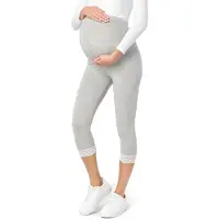 Be Mammy BE-BE20-161-LE Dames Capri Zwangerschapsleggings - 3/4 Lengte met Kant - Viscose - Elasthan - Yogabroek - Stretch - Gemêleerd - XXL