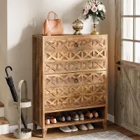 Tribesigns Schoenenkast – Schoenenrek met 2 Uitklapbare Lades - 6 Lagen – 80 x 24 x 110 cm - Schoenenkast voor Woonkamer, Slaapkamer, Gang, Garderobe – Bruin