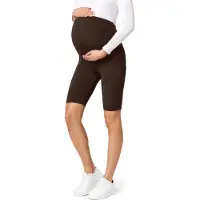 Be Mammy Dames Zwangerschapsleggings - Vrijetijdsbroek – Korte - Viscose - BE-Leggings-04 - Bruin - XS