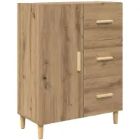 vidaXL Dressoir Artisan Eiken 34 x 69,5 x 90 cm Bewerkt hout