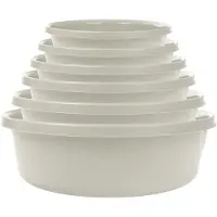 Kadax Matte plastic wasbak, kunststof kom, ronde spoelbak, robuuste waskom, huishoudwaterkom voor badkamer, multifunctionele kuip (crème, 14 liter)