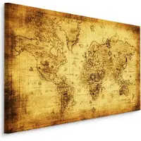 Karo-art Schilderij - Oude Wereldkaart, Vintage, Premium Print