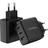 Mobilize Wall Charger 2x USB-C + 1x USB GaN 65W with PD/PPS Black