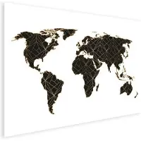 PosterMonkey Wereldkaarten - Wereldkaart - Lijnen - Goud - 80x60 cm