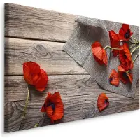 Karo-art Schilderij - Rustieke rode klaprozen, premium print