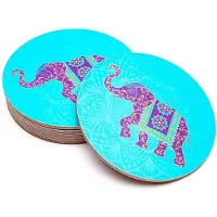 Phoenix Onderzetters 'Indiase olifant', set van 6 stuks, MDF