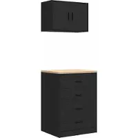 vidaXL Garagekasten 2 st spaanplaat zwart