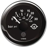 VDO 10-184 Ohm Oil Manometer 0-30bar Zilver 52 mm