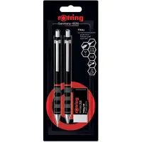 Rotring Tikky vulpotlood-, balpen- en gomset | Grafiet HB, 0,5 mm potlood | Pen met medium punt | Zwarte huls | Lichtgewicht met rubberen grip