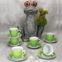 MamboCat Set van 6 Variant koffiekoppen schotels GROEN